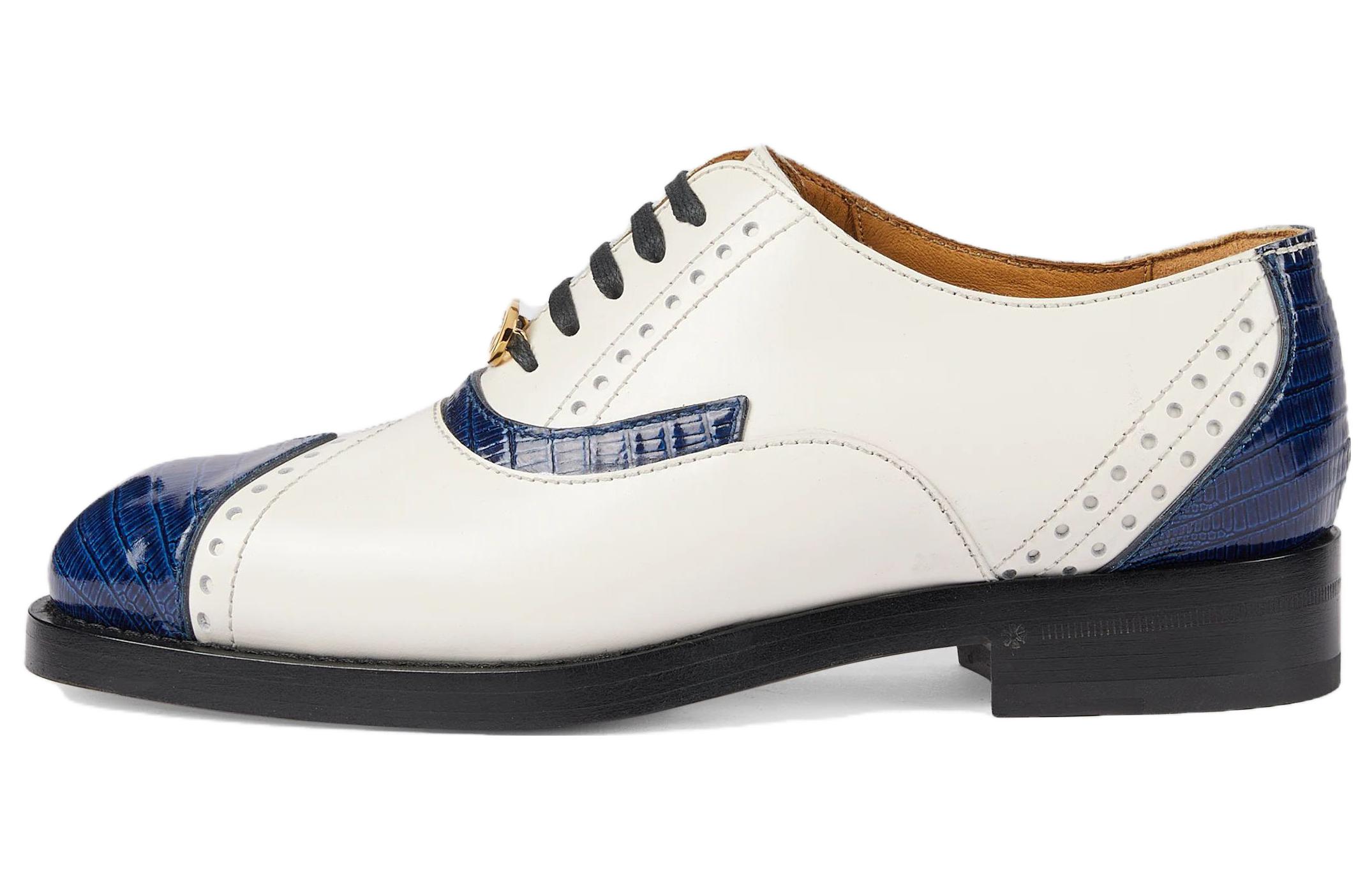 (Women) Gucci Leather Lace-up Shoes White Blue 750567-AACD2-4254