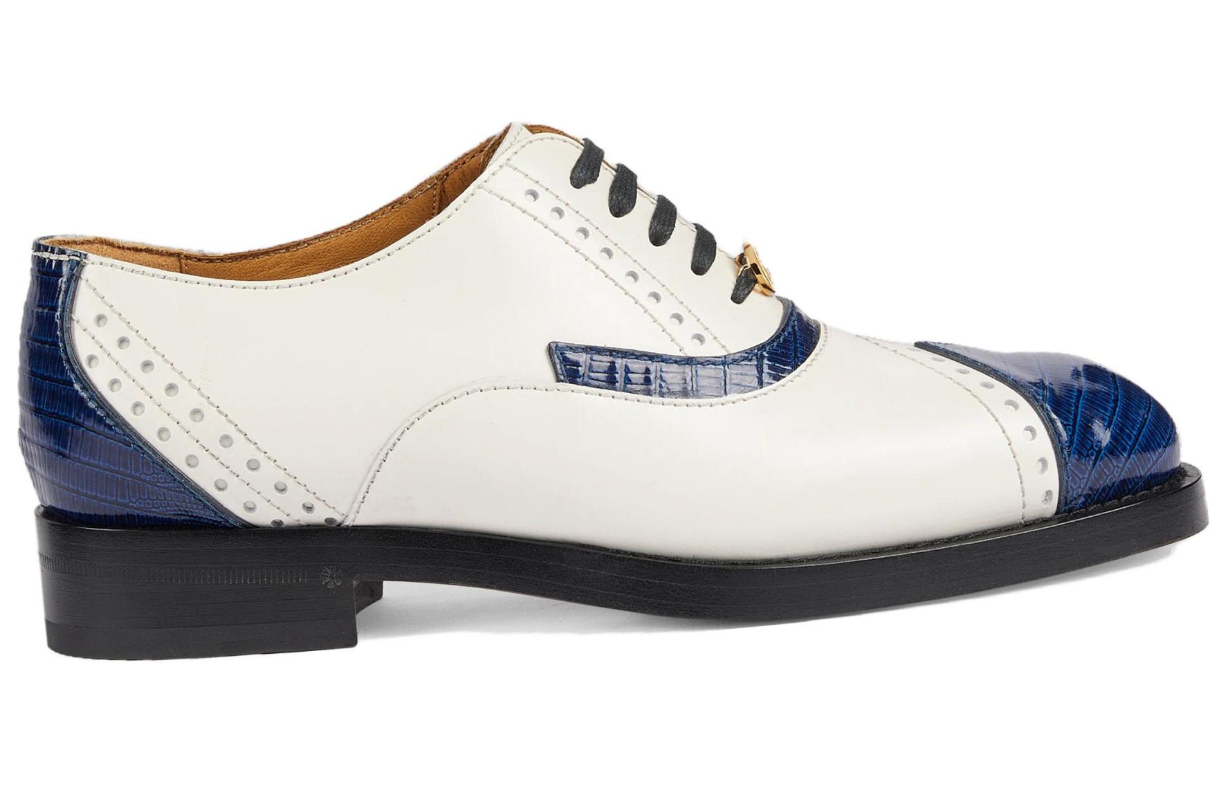 Order (W) グッチ レザー レースアップ スニーカー (ホワイト) 750567-AACD2-4254