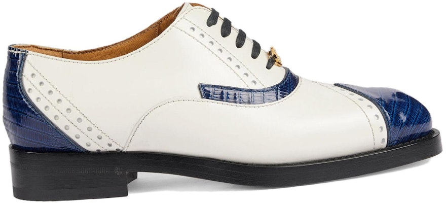 (Women) Gucci Leather Lace-up Shoes White Blue 750567-AACD2-4254 Order (Women) Gucci Leather Lace-up Shoes White Blue 750567-AACD2-4254