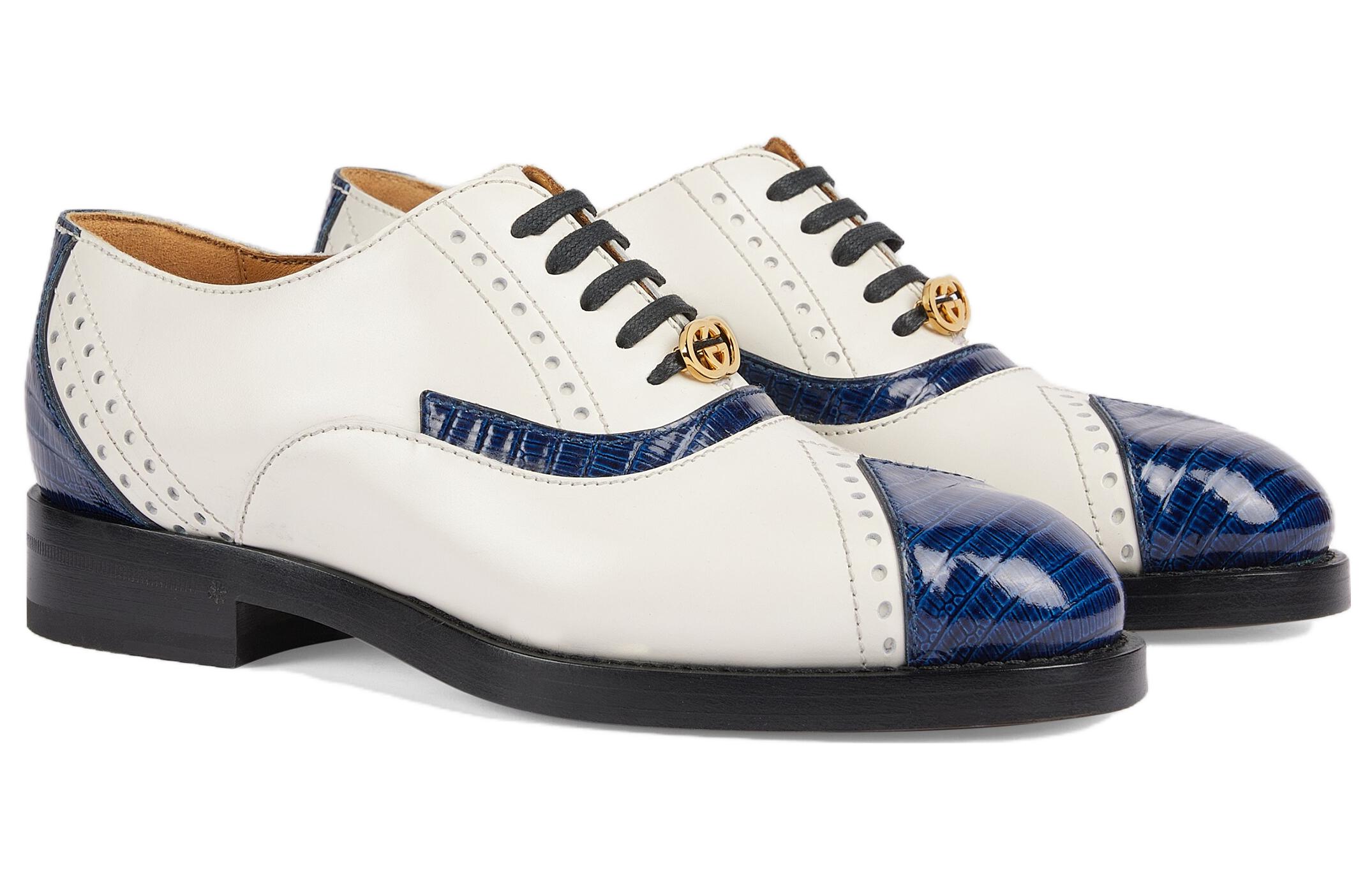 Lookbook (W) グッチ レザー レースアップ スニーカー (ホワイト) 750567-AACD2-4254