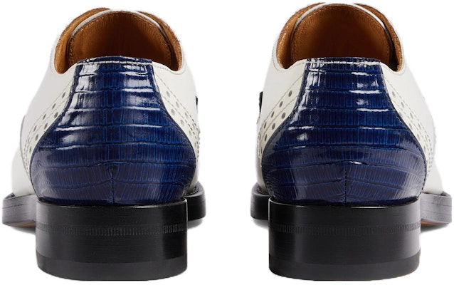 (Women) Gucci Leather Lace-up Shoes White Blue 750567-AACD2-4254 Shop (Women) Gucci Leather Lace-up Shoes White Blue 750567-AACD2-4254