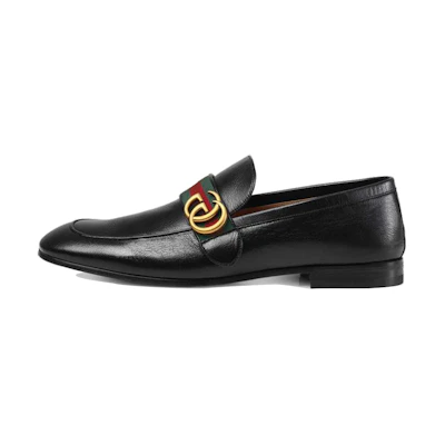 (W) Gucci Leather Loafer 'Black Double G Web'