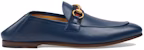 (W) Gucci Loafer Kulit 'Biru dengan Jalur Merah & Hijau Horsebit' 581513-DLCC0-4268
