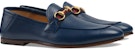 (W) Gucci Loafer Kulit 'Biru dengan Jalur Merah & Hijau Horsebit' 581513-DLCC0-4268