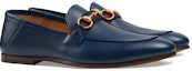 Lookbook (W) Gucci Loafer Kulit 'Biru dengan Jalur Merah & Hijau Horsebit' 581513-DLCC0-4268