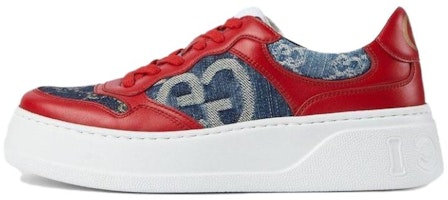 (Women) Gucci Leather Low-Top Lace-Up 'Red Blue' 739284-AABYX-6441 (Women) Gucci Leather Low-Top Lace-Up 'Red Blue' 739284-AABYX-6441