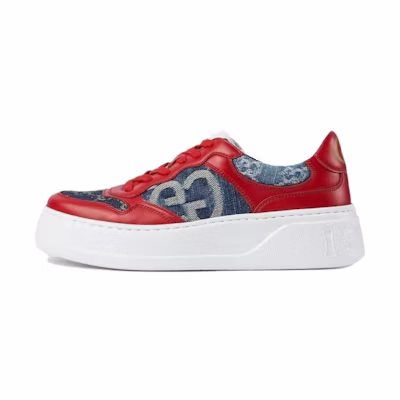 (W) Gucci Leather Low-Top Lace-Up 'Red Blue'