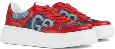 GUCCI古馳 皮革 低筒繫帶 時尚板鞋 女款 紅藍 Order GUCCI古馳 皮革 低筒繫帶 時尚板鞋 女款 紅藍