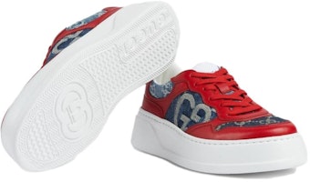 GUCCI古馳 皮革 低筒繫帶 時尚板鞋 女款 紅藍 Purchase GUCCI古馳 皮革 低筒繫帶 時尚板鞋 女款 紅藍