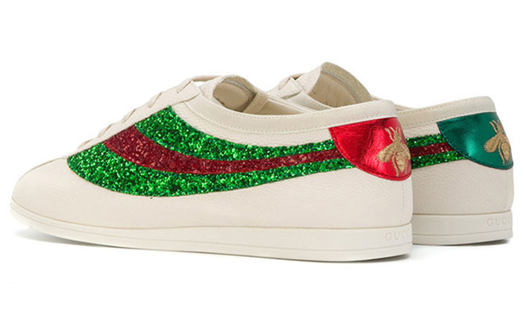 Shop (W) Gucci Leder Low-Top Sneaker ''Weiß Grün Rot'' 483266-BXOO0-9065