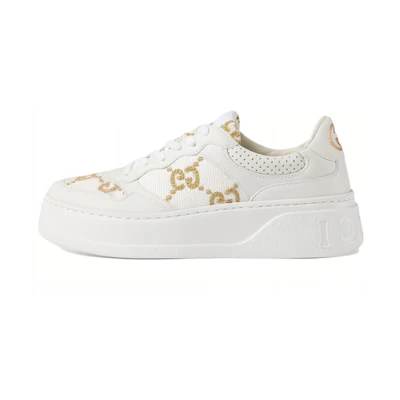 (W) Gucci Leather Low Top Lace-up Sneakers 'White'