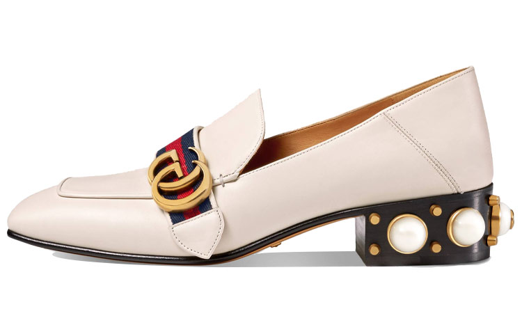 (Women) Gucci Leather Mid-Heel Loafer 'White Blue Red' 423559-DKHC0-9061