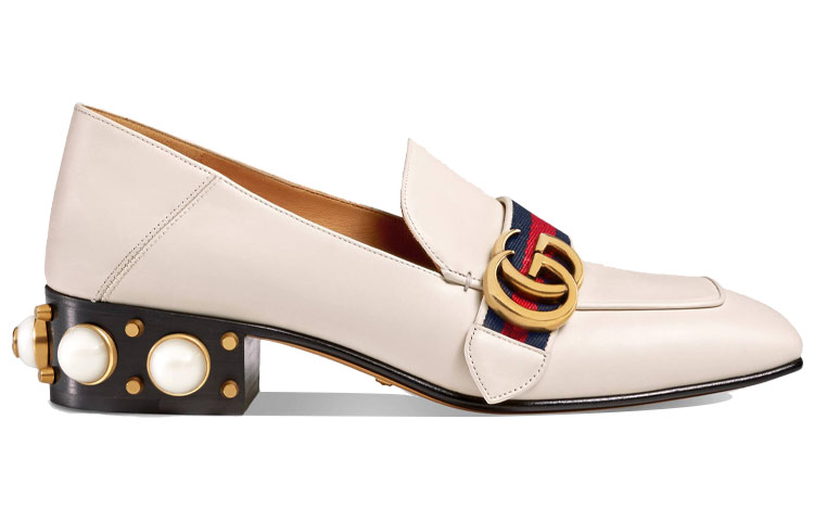 Lookbook (W) Gucci Mocasín de Cuero Tacón Medio Blanco 423559-DKHC0-9061