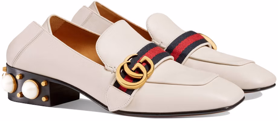 (W) Gucci Mocasín de Cuero Tacón Medio Blanco 423559-DKHC0-9061 Shop (W) Gucci Mocasín de Cuero Tacón Medio Blanco 423559-DKHC0-9061