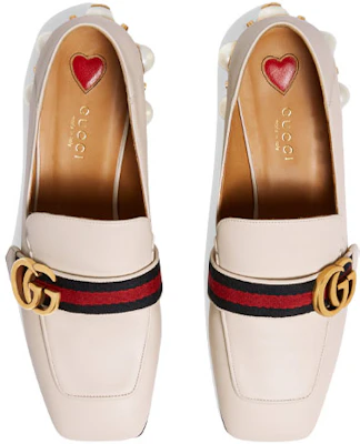 (W) Gucci Mocasín de Cuero Tacón Medio Blanco 423559-DKHC0-9061 Purchase (W) Gucci Mocasín de Cuero Tacón Medio Blanco 423559-DKHC0-9061