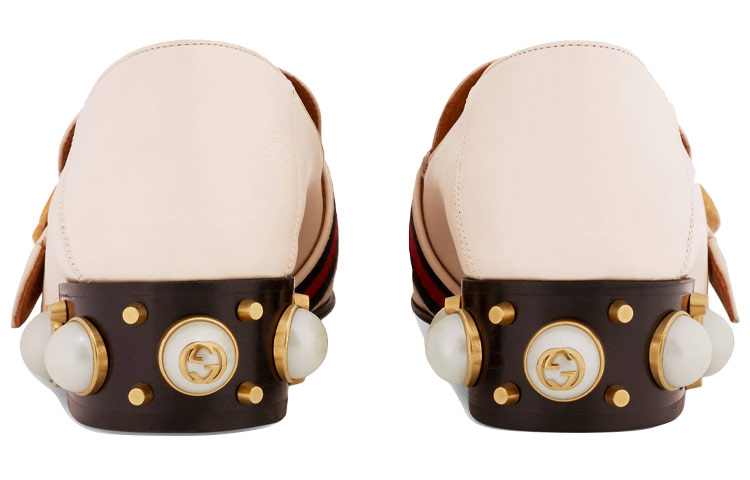 Details for (W) Gucci Mocasín de Cuero Tacón Medio Blanco 423559-DKHC0-9061
