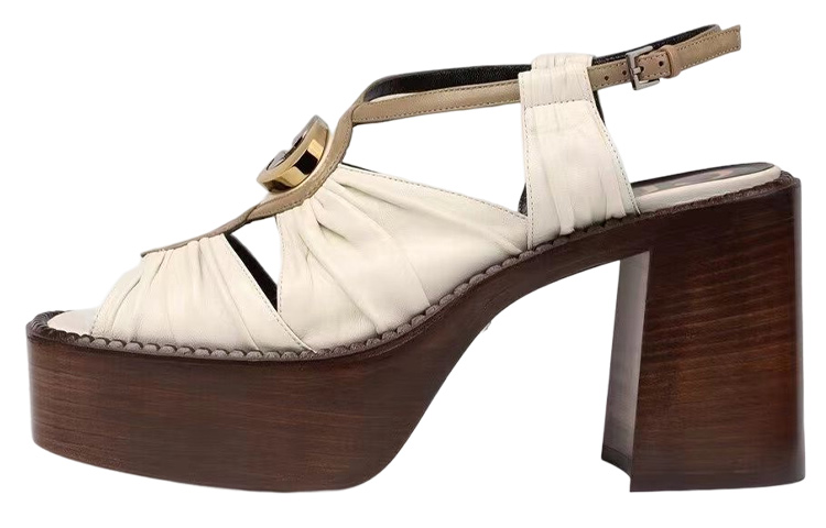 (Women) Gucci Leather Mid-heel Platform Sandal 'White' 601567-BKO60-9117