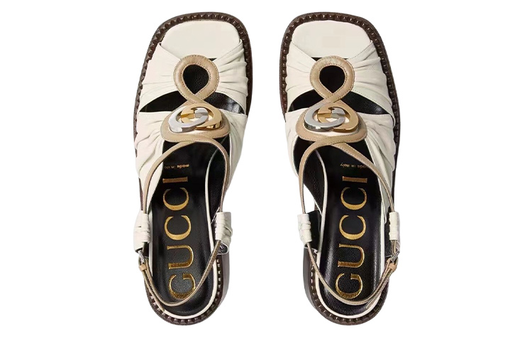 Lookbook (Women) Gucci Leather Mid-heel Platform Sandal 'White' 601567-BKO60-9117