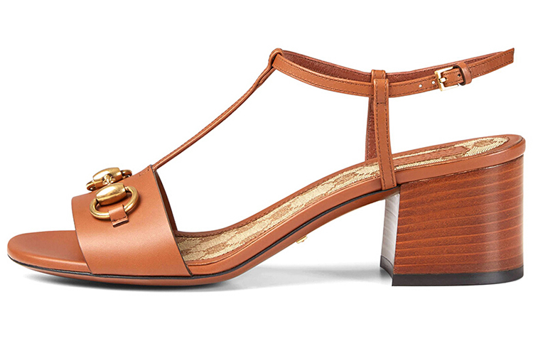 (Women) Gucci Leather Mid-Heel Sandals 'Brown' 384826-A3N00-2535