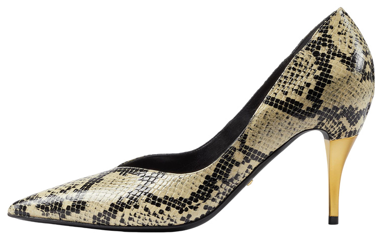 Buy (W) Gucci Cuero Tacón Medio Mocasín 'Beige Negro' 716687-UVE00-9719