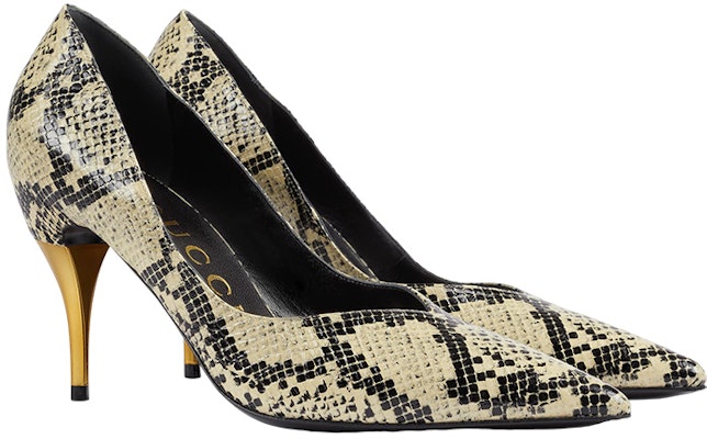 (W) Gucci Kulit Slip-On Hak Sedang 'Beige Hitam' 716687-UVE00-9719 Order (W) Gucci Kulit Slip-On Hak Sedang 'Beige Hitam' 716687-UVE00-9719