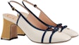 Order (W) Gucci Kasut Tumit Sederhana Slingback Kulit Tumit Blok 'Putih Navy' 608932-C9D10-9068