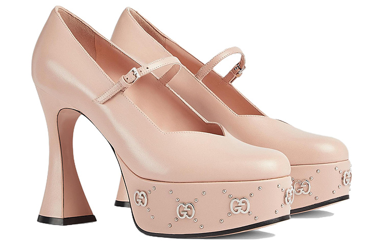 Order (Women) Gucci Leather Mule 'Pink Chunky Heel' 740602-C9D00-6705