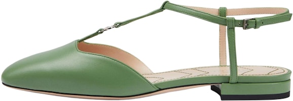 (Women) Gucci Leather Mule Slide 'Green Buckle' 754136-BKO00-3509 (Women) Gucci Leather Mule Slide 'Green Buckle' 754136-BKO00-3509