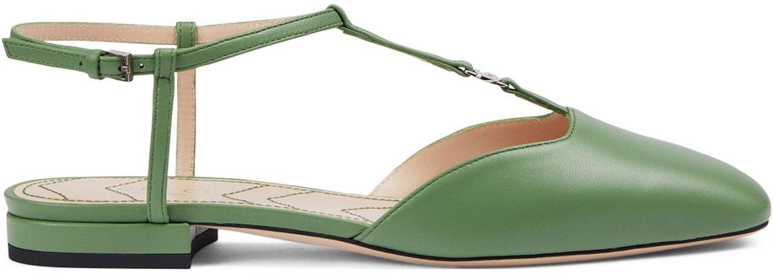 (Women) Gucci Leather Mule Slide 'Green Buckle' 754136-BKO00-3509 Order (Women) Gucci Leather Mule Slide 'Green Buckle' 754136-BKO00-3509