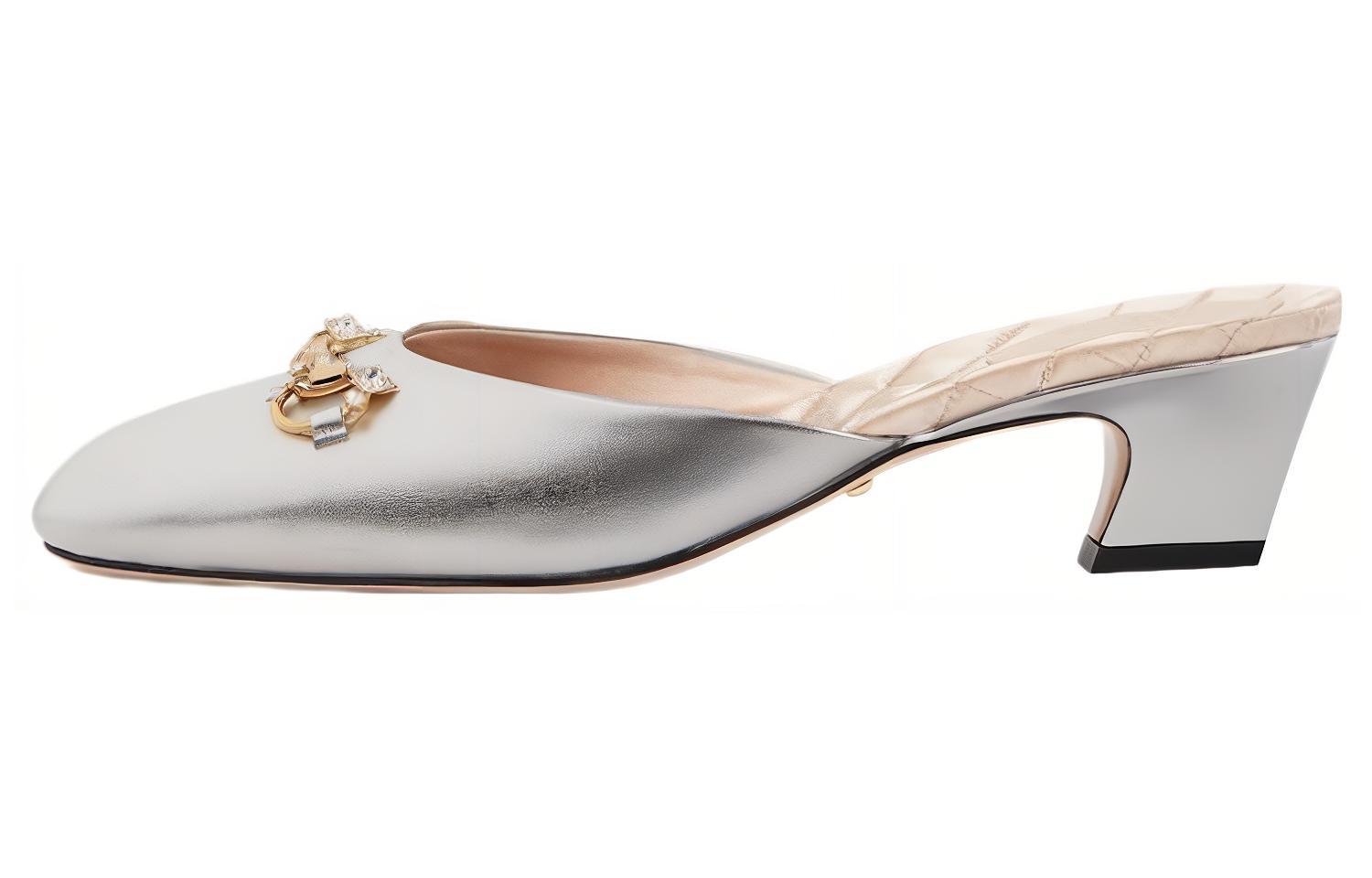 (Women) Gucci Leather Mule Slides 'Silver' 759778-B8B00-8106