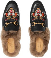 구찌 호랑이 자수 가죽 플랫 (블랙/퍼안감) 478285-DKHH0-1063 Purchase 구찌 호랑이 자수 가죽 플랫 (블랙/퍼안감) 478285-DKHH0-1063