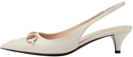 (Women) Gucci Horsebit Slingback Heels 'White Leather' 782407-DMBT0-9043 (Women) Gucci Horsebit Slingback Heels 'White Leather' 782407-DMBT0-9043