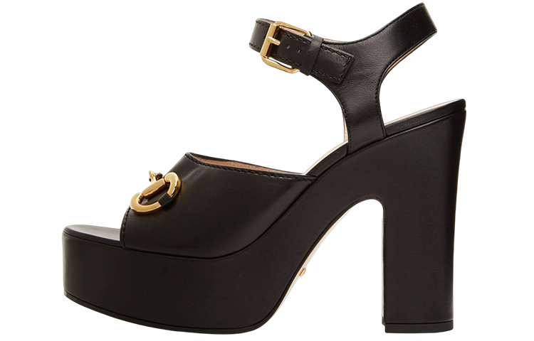 (Women) Gucci Leather Open-Toe Buckle Sandals 'Black' 674776-BKO00-1000