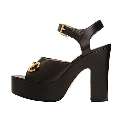 (W) Gucci Leather Open-Toe Buckle Sandals 'Black'