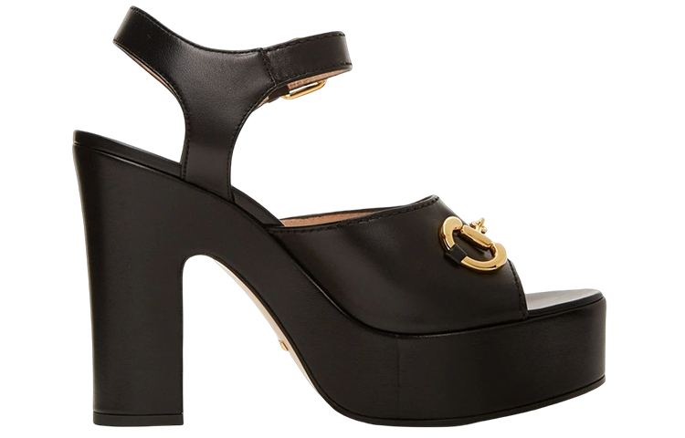 Lookbook (W) Sandal Gucci Kulit Open-Toe dengan Buckle 'Hitam' 674776-BKO00-1000