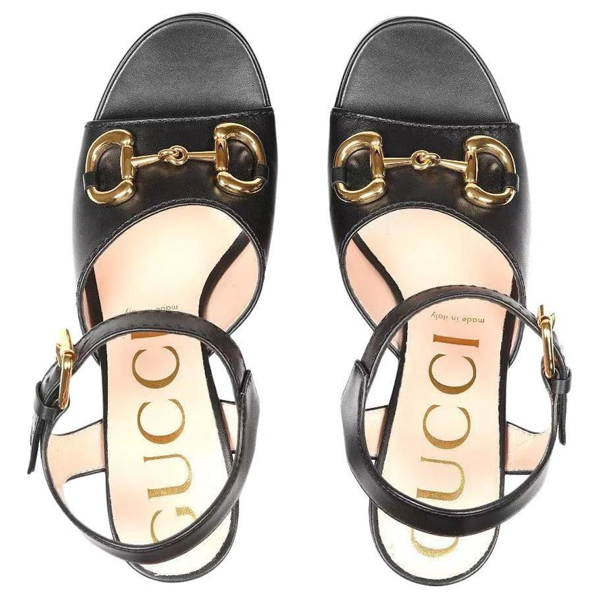 (Women) Gucci Leather Open-Toe Buckle Sandals 'Black'