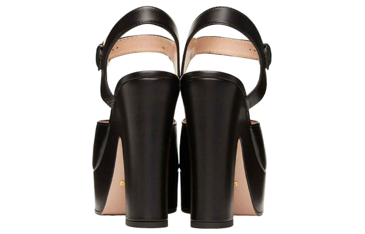 (Women) Gucci Leather Open-Toe Buckle Sandals 'Black'