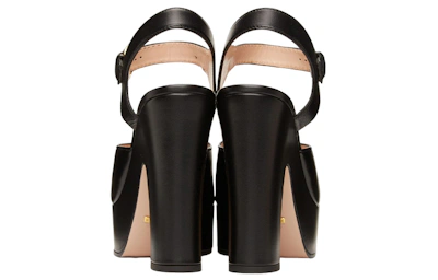 (Women) Gucci Leather Open-Toe Buckle Sandals 'Black'