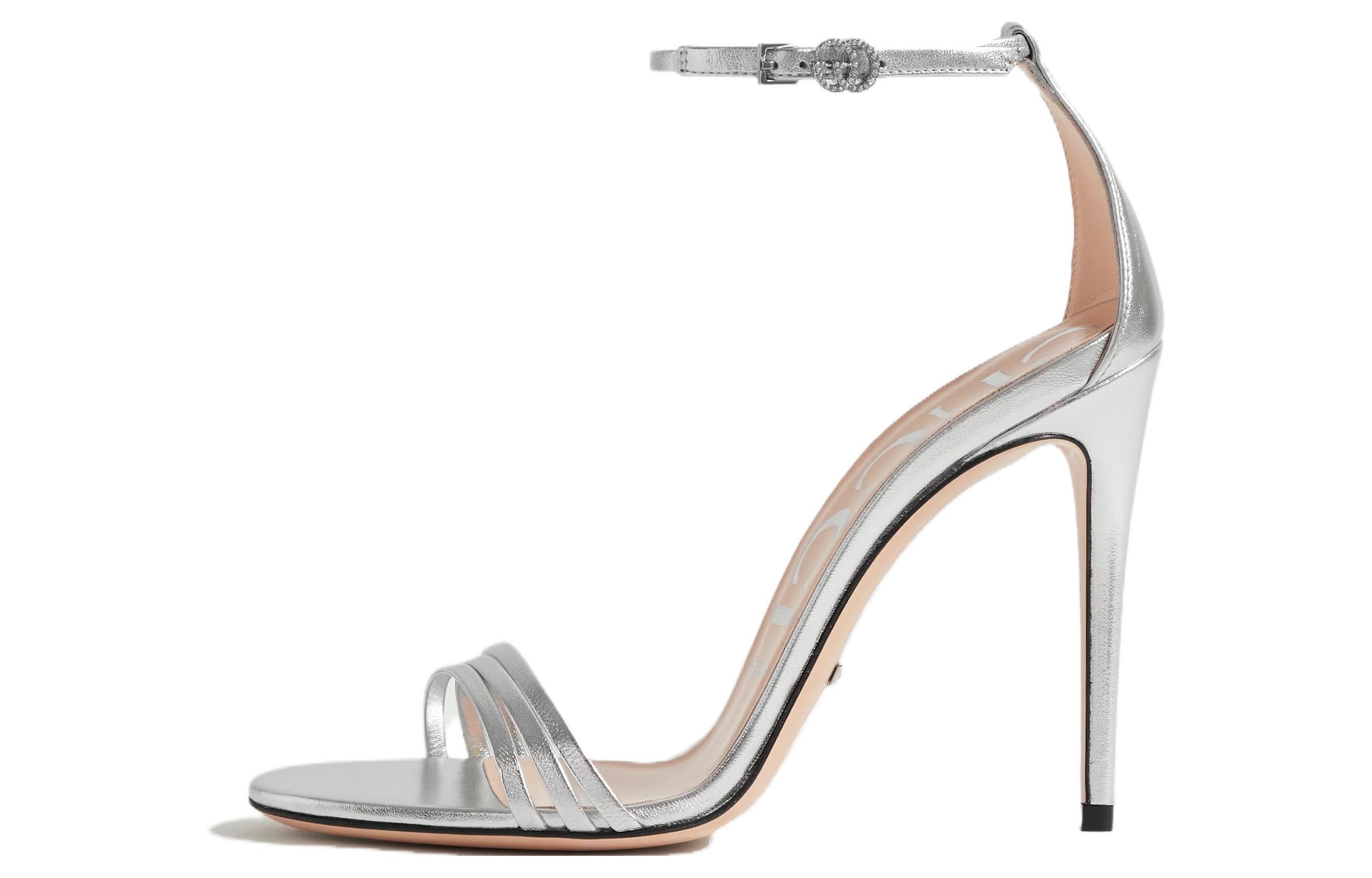 (Women) Gucci Leather Open-Toe High-Heeled Sandals 'Silver' 551213-B8B00-8106