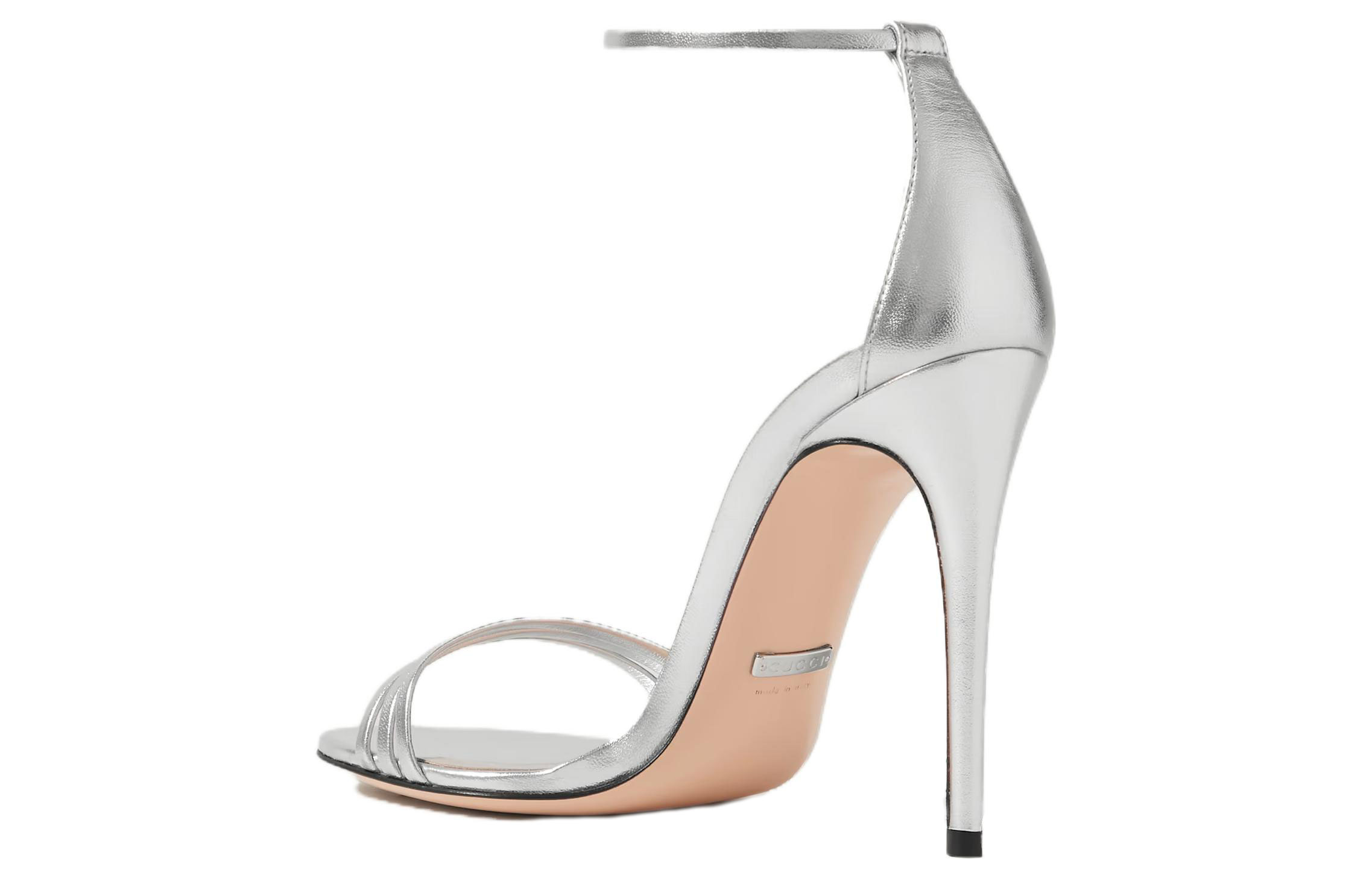 Order (W) Sandal Hak Tinggi Terbuka Gucci Kulit 'Silver' 551213-B8B00-8106