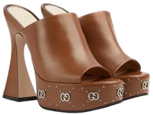 GUCCI古馳 皮革 露趾高跟 一字拖鞋 11.4公分 女款 棕色 Lookbook GUCCI古馳 皮革 露趾高跟 一字拖鞋 11.4公分 女款 棕色