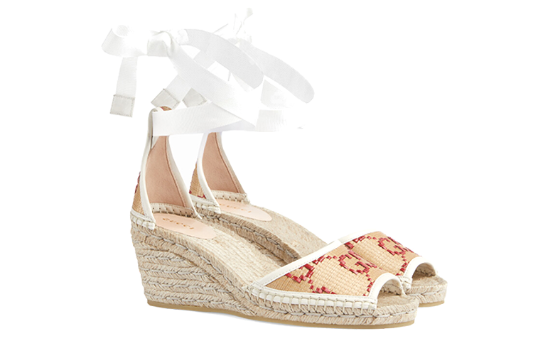 Order (W) Sandales à Lacets Gucci en Cuir à Bout Ouvert ''Beige'' 741416-FABVI-9550