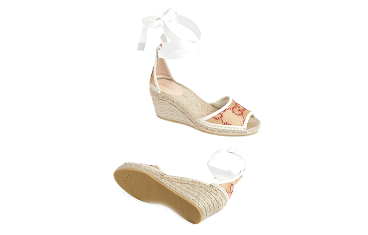 Purchase (W) Sandales à Lacets Gucci en Cuir à Bout Ouvert ''Beige'' 741416-FABVI-9550