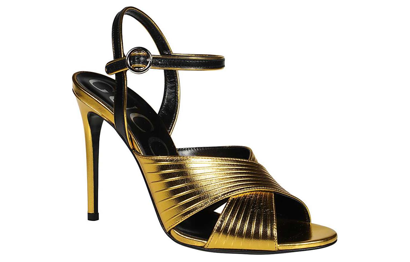 Lookbook (W) Gucci Leren Open-Teen Sandalen ''Elegant Goud'' 626718-BJ8S0-8093