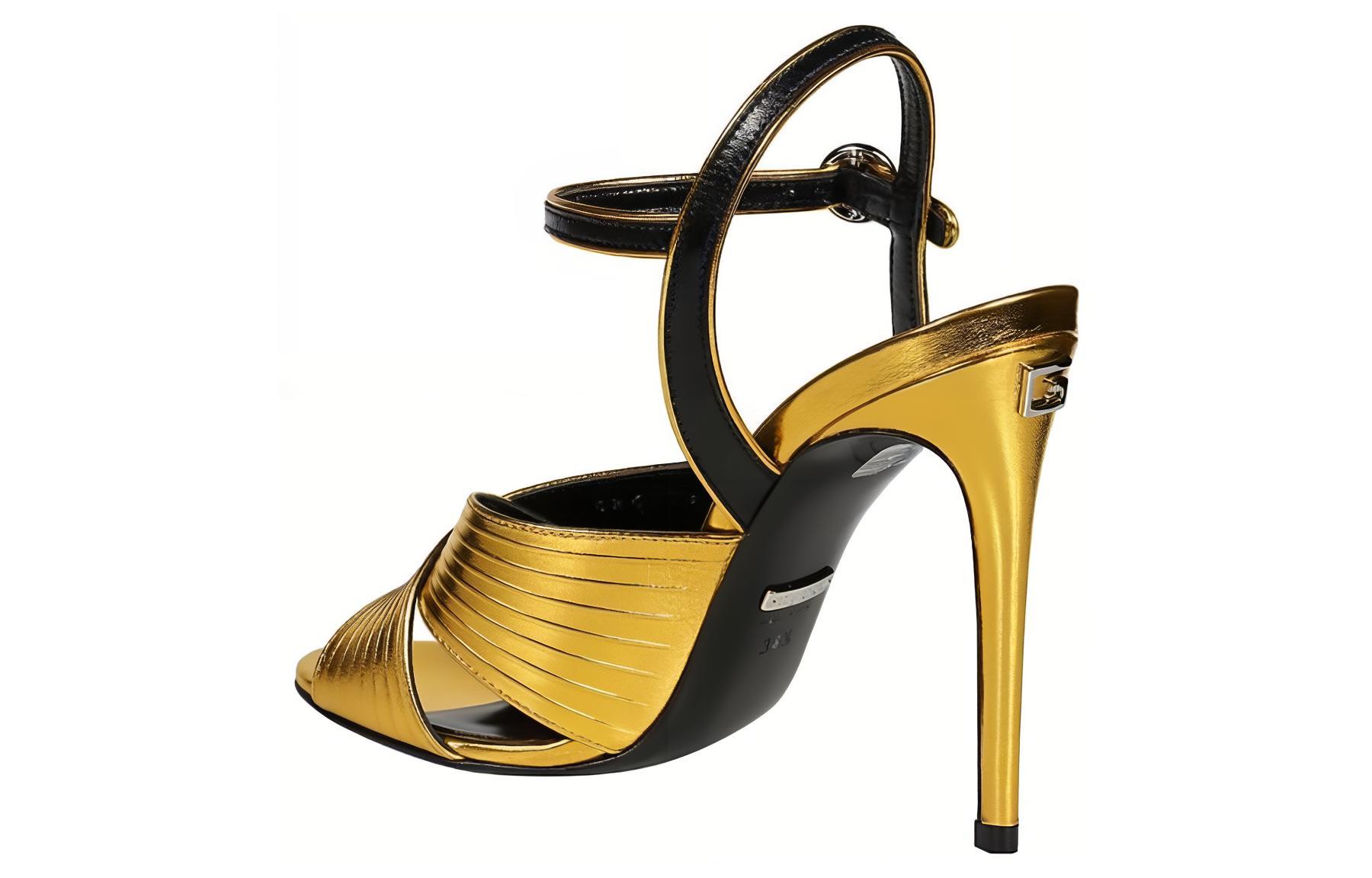 Shop (W) Gucci Leren Open-Teen Sandalen ''Elegant Goud'' 626718-BJ8S0-8093