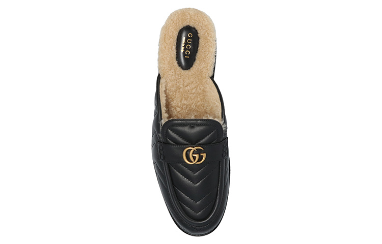 Shop (W) Gucci Selip Kulit Hujung Terbuka 'Fesyen Hitam' 670400-0CGG0-1061