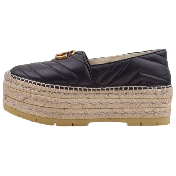 (Women) Gucci Leather Platform 'Black Logo' 551884-BK000-1000