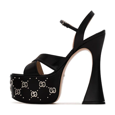 (W) Gucci Interlocking G Studs Sandals Black
