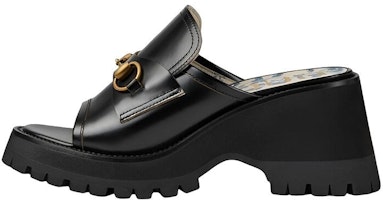 (Women) Gucci Leather Platform Slide 'Black Horsebit' 645396-DS800-1000 (Women) Gucci Leather Platform Slide 'Black Horsebit' 645396-DS800-1000