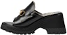 (W) Gucci Selipar Platform Kulit 'Black Horsebit' 645396-DS800-1000